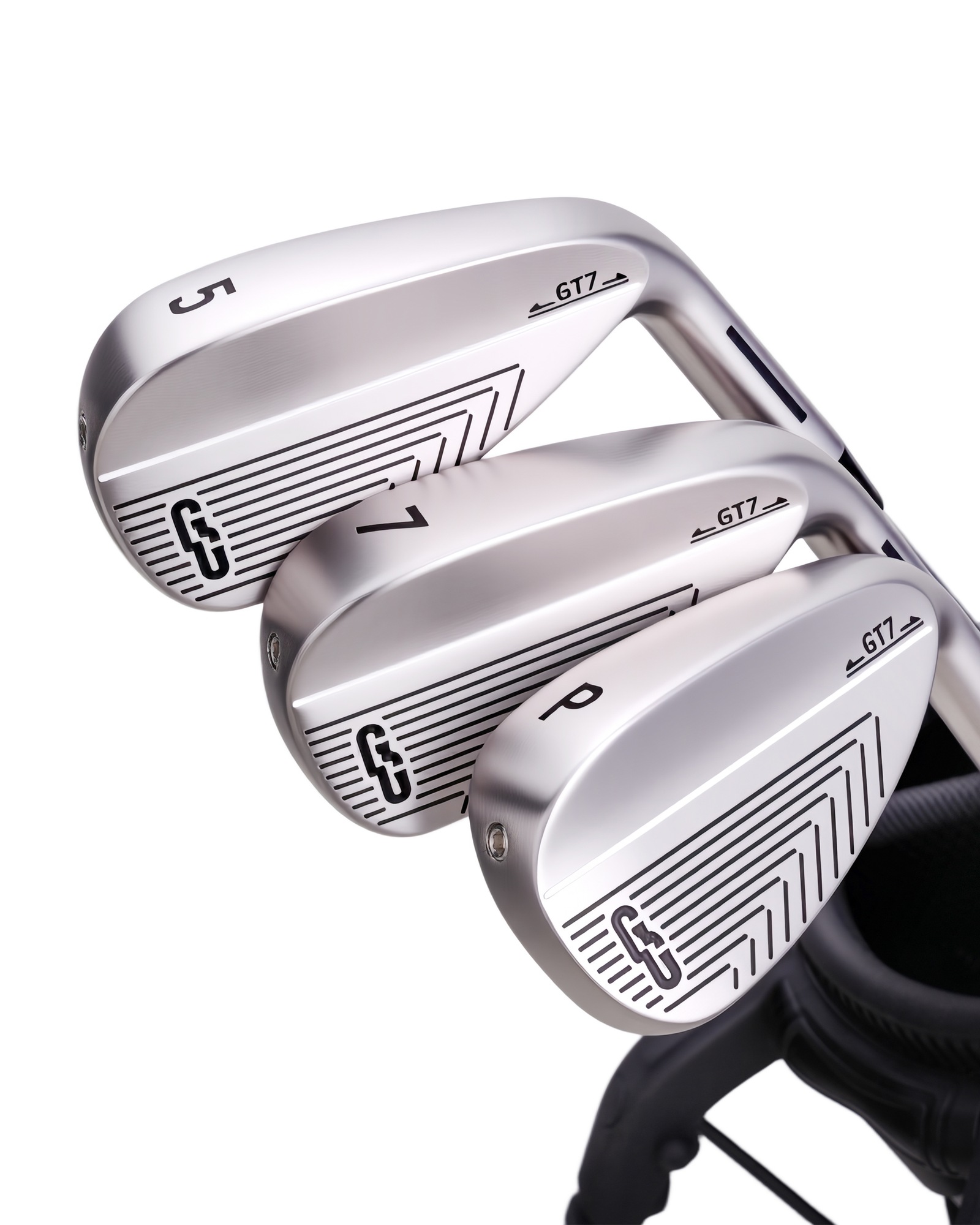 The Grady Silver Control set — irons, wedge and putter with the carry bag